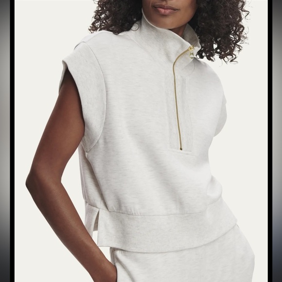 Varley Light Gray Sleeveless Zip-Up Top - Picture 1 of 8